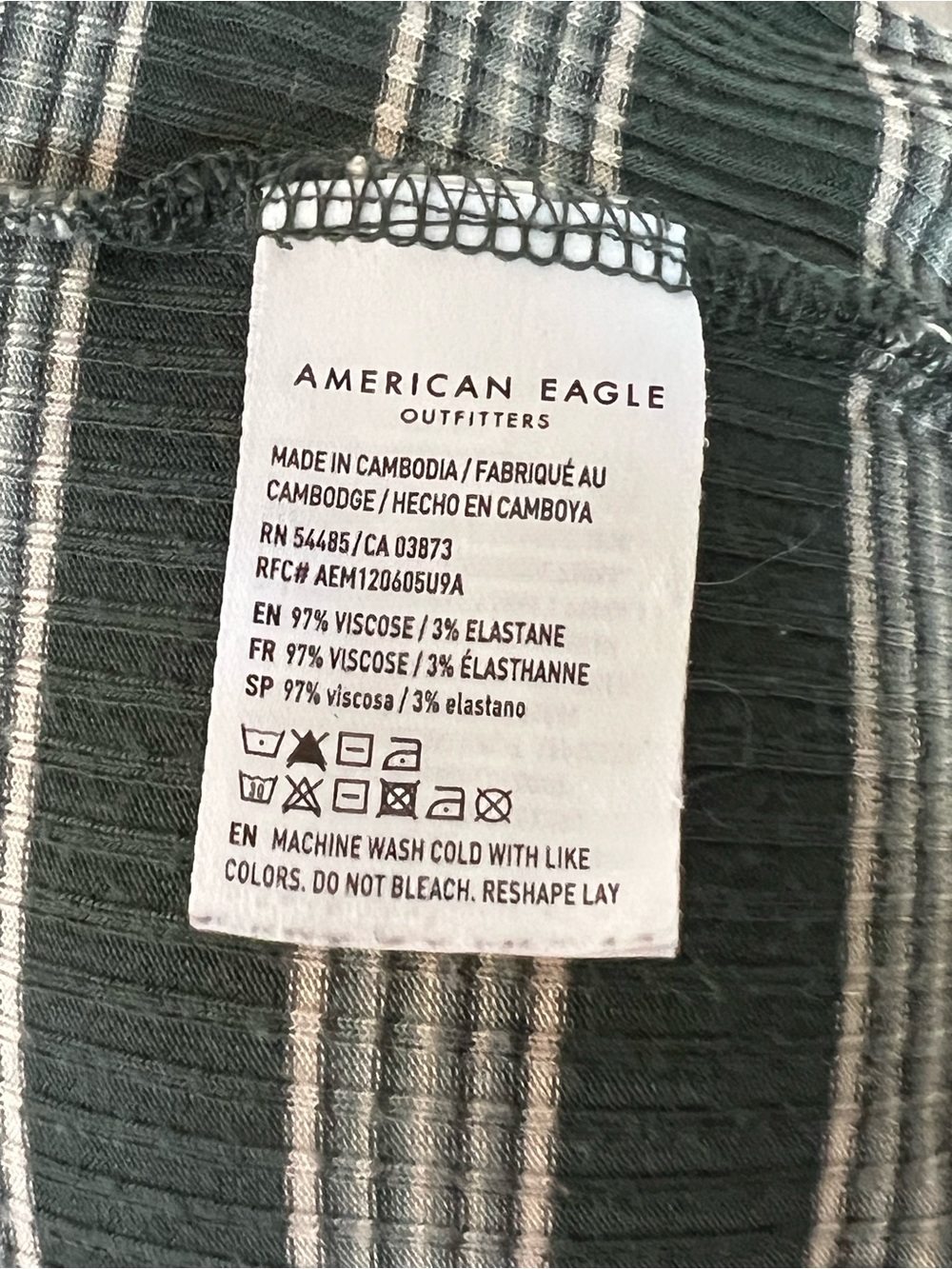 American Eagle Outfitters Dark Green and White Striped Mock Neck Crop Top - Picture 6 of 6